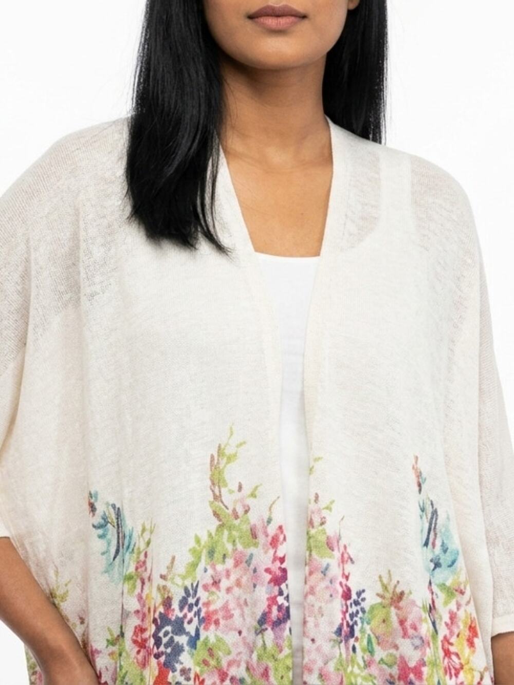 Elena Bala Made in Italy Beige Kimono Sleeve Cardigan Sweater Women Size M